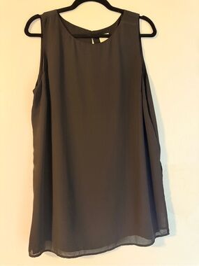 Chico’s Size 2 Black Sheer Tunic Sleeveless Layered Blouse